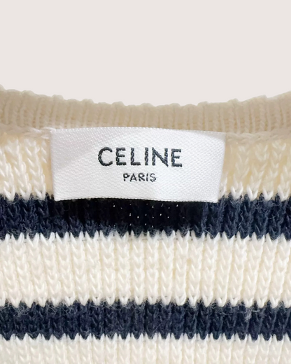 Celine Striped Cardigan Beige/Ecru, Navy FR 38