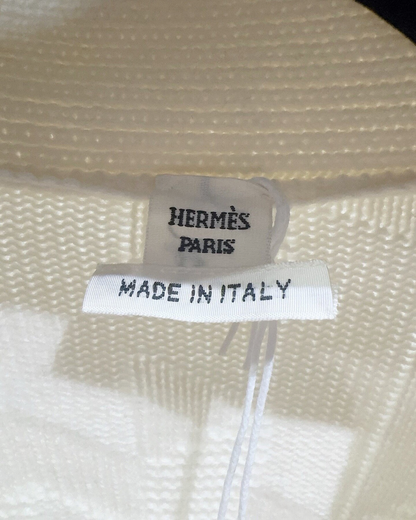 Hermès Wool Monogram Cardigan Beige/Ecru FR 38