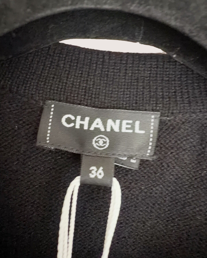 Chanel 24A Cashmere Chain-Trim Vest Black, Gold FR 36