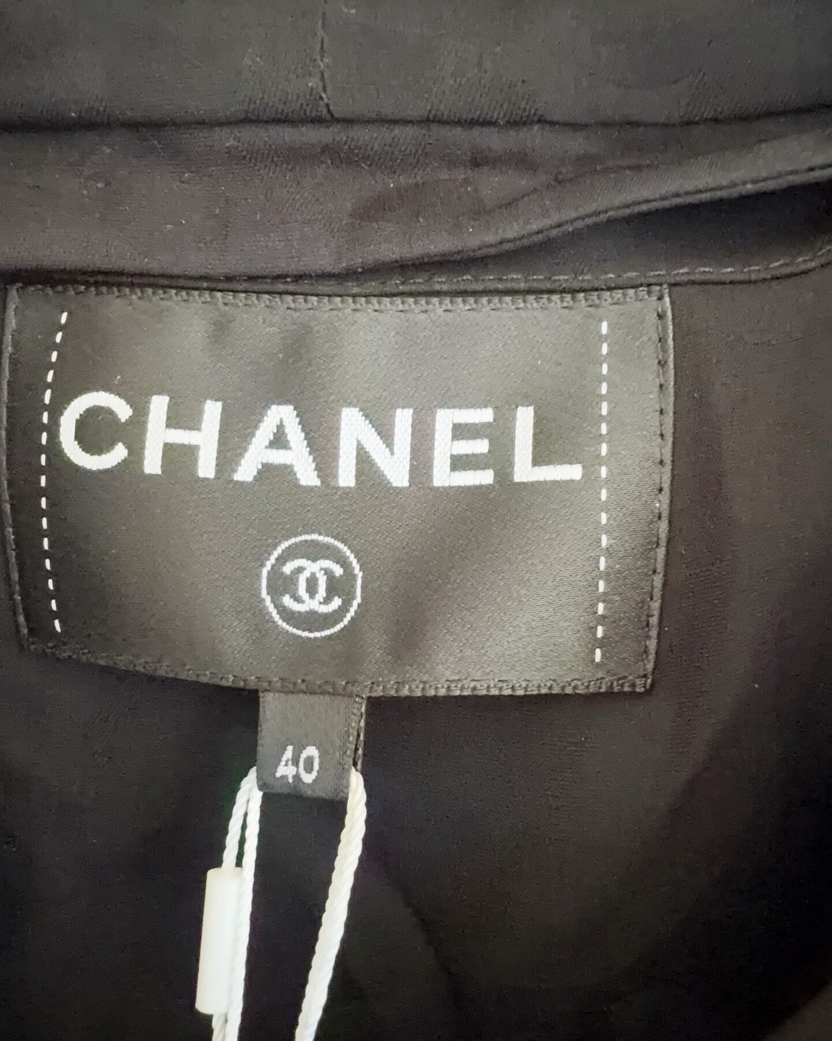 Chanel 25B Hooded Tweed Jacket Navy, Black FR 40