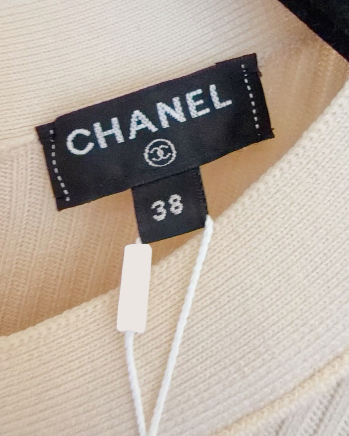 Chanel 21C Wool Textured Stripe Mini Dress Beige/Ecru FR 38