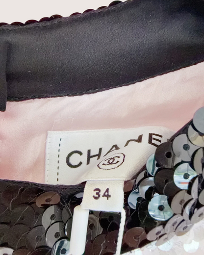 Chanel 22P Sequin Mini Dress Pink, Black FR 34