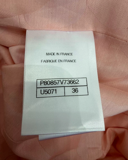 Chanel 26C Silk Cropped Logo CC Shirt Pink FR 36