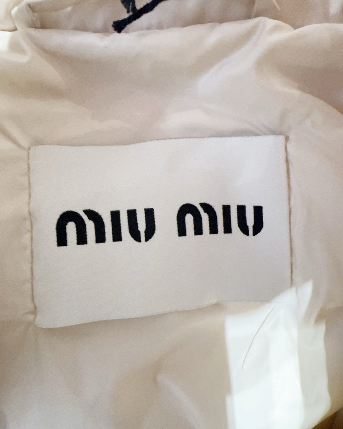 Miu Miu Cropped Quilted Logo Jacket Beige/Ecru FR 34