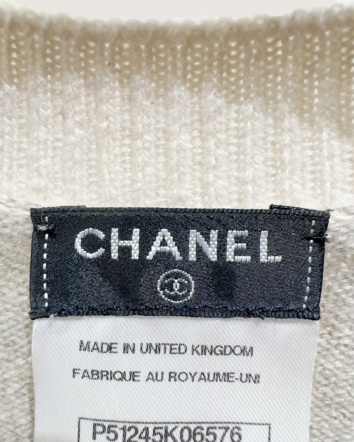 Chanel Colorblock Cashmere Cardigan Beige/Ecru, Grey FR 34