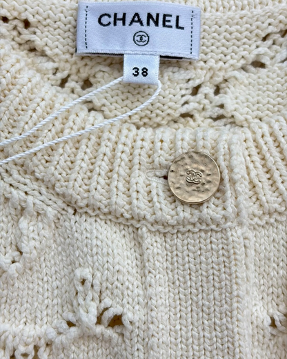 Chanel 26M Coco Beach Crochet Cardigan Beige/Ecru FR 38