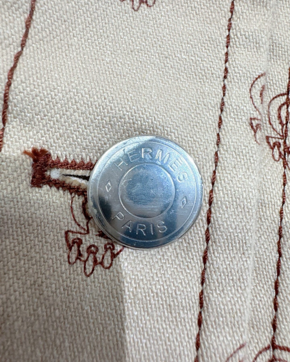 Hermès Denim Jacket Beige/Ecru, Burgundy FR 32