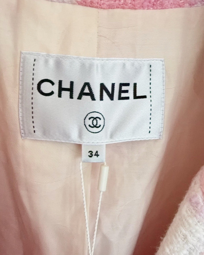 Chanel 23S Watercolor Four-Pocket Tweed Jacket Pink, White, Multicolor FR 34