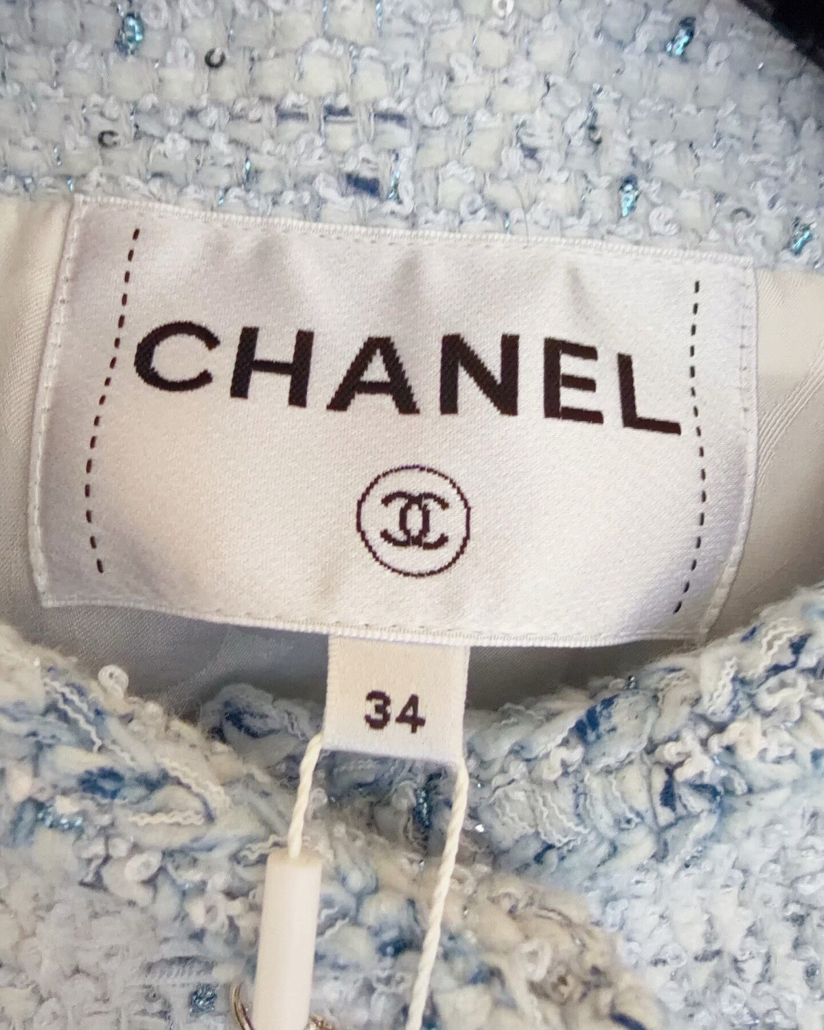Chanel 26P Sequin Tweed Vest Blue, White FR 34