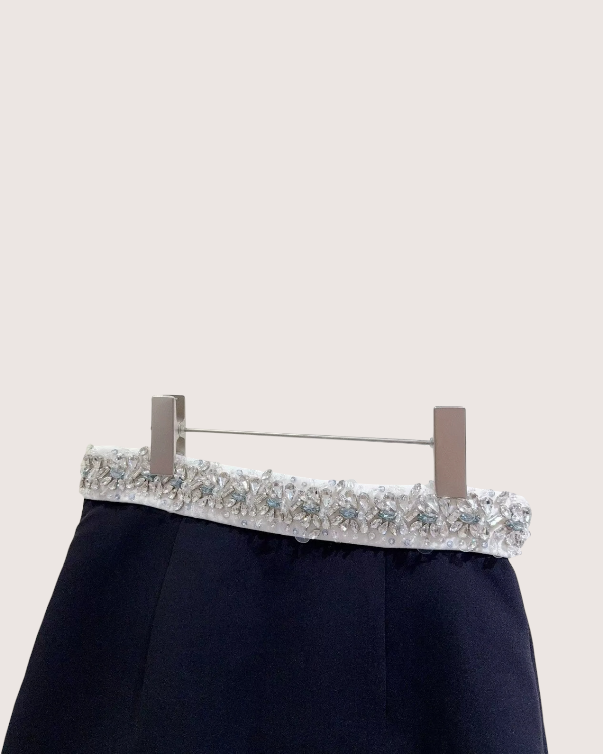 Miu Miu Crystal-Embellished Mini Skirt Navy, White, Silver FR 38