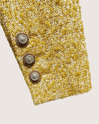 Chanel Tweed Jacket Gold, White FR 36