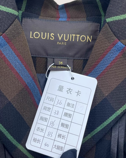 Louis Vuitton Plaid Wool Coat Brown, Multicolor FR 36