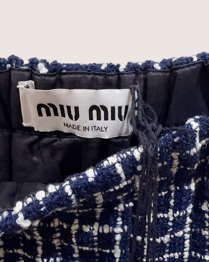 Miu Miu Tweed Shorts Navy, White FR 36