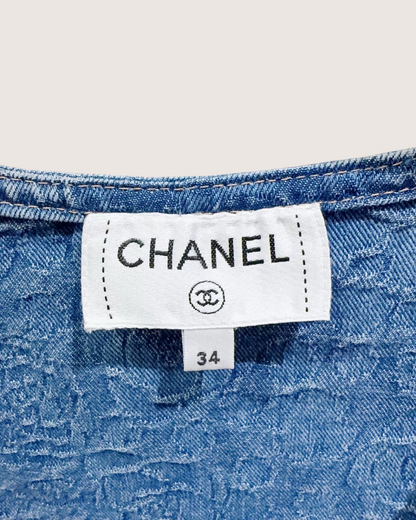 Chanel 23P Camellia Tank Top Blue FR 34
