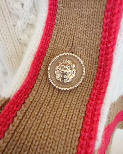 Chanel 26C Cashmere Cable Cardigan Beige/Ecru, Brown, Pink FR 34