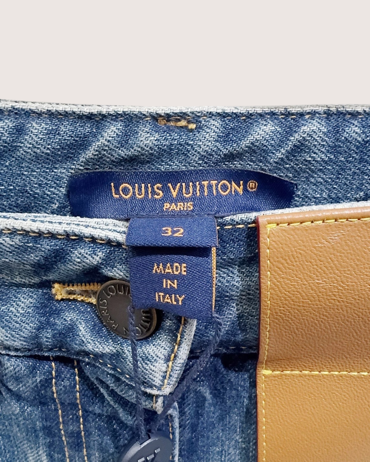 Louis Vuitton Monogram Slim High-Waisted Jeans Blue, Brown, Beige/Ecru FR 32