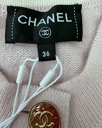 Chanel 25B Cashmere Tie Cardigan Pink FR 36