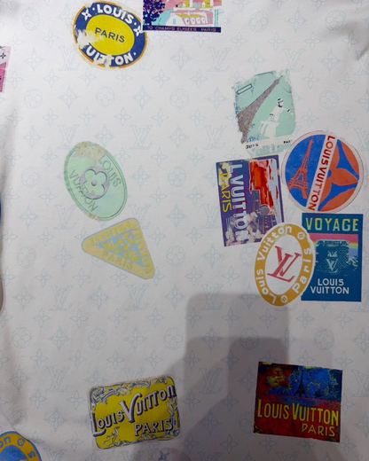 Louis Vuitton Sticker-Print T-Shirt White, Multicolor FR 34