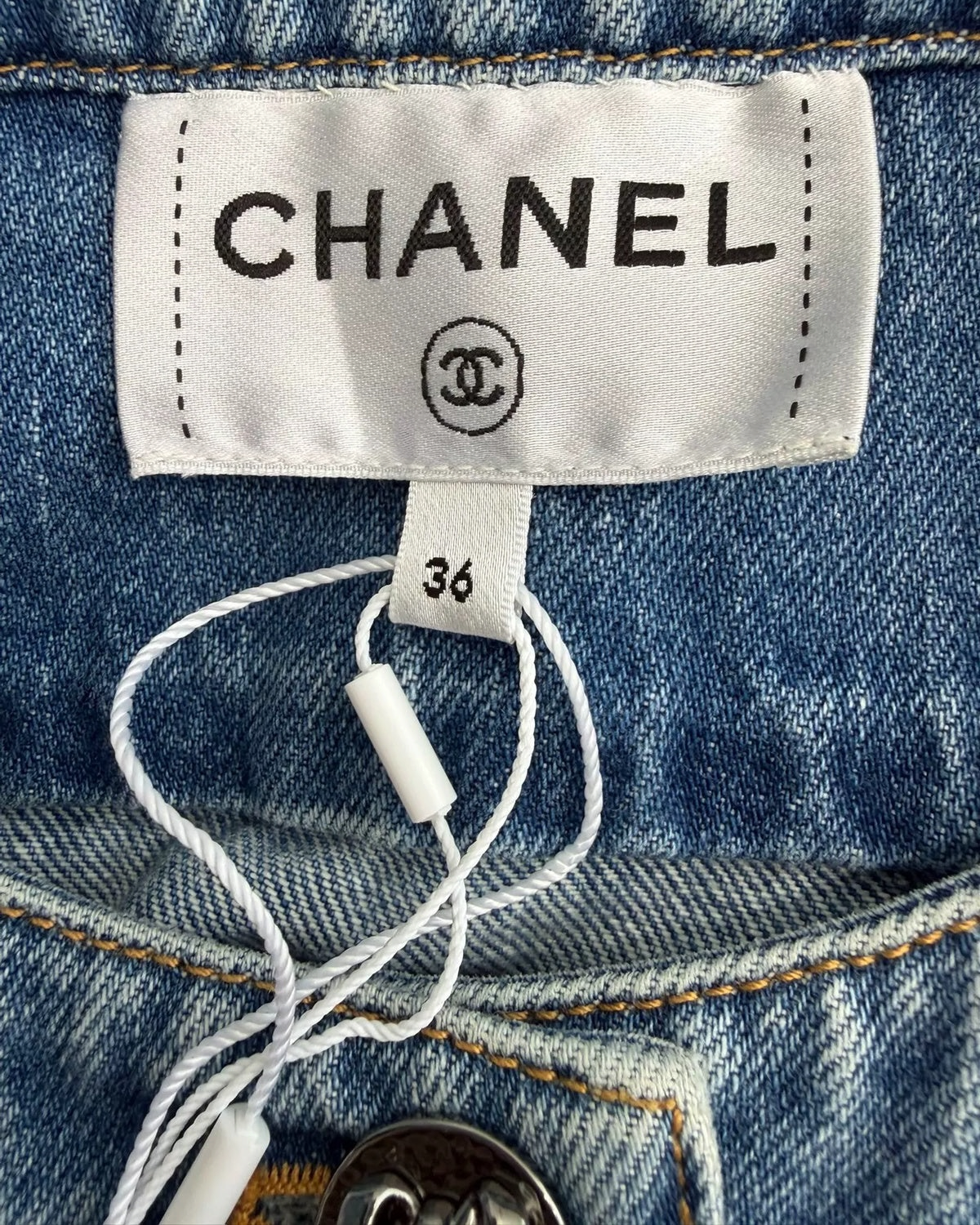 Chanel 25K Bow Denim Vest Blue FR 36