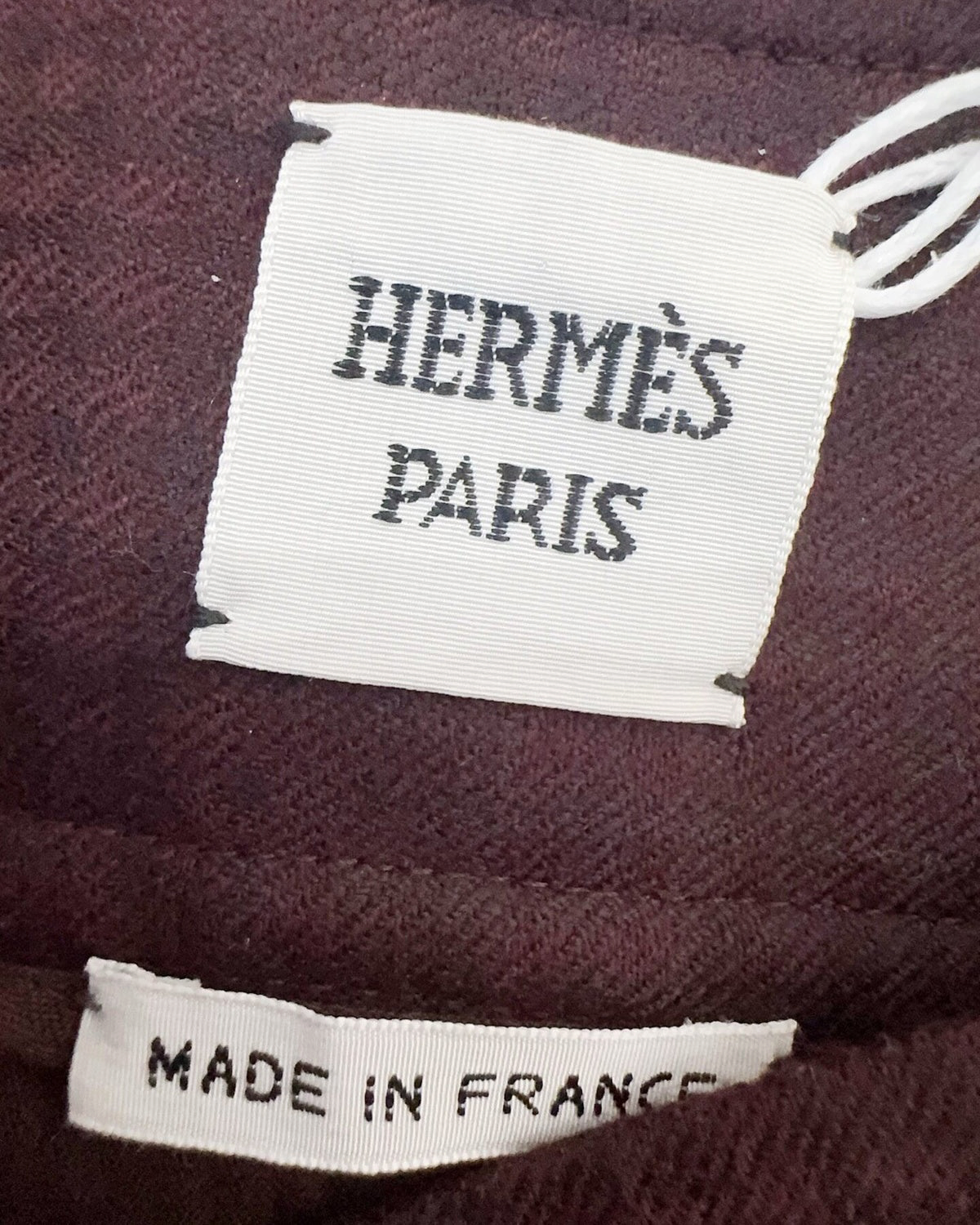 Hermès Wool Belted Mid-Length Skirt Burgundy FR 38