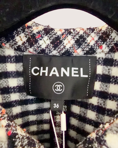 Chanel 24B Tweed Jacket Black, White, Pink FR 36