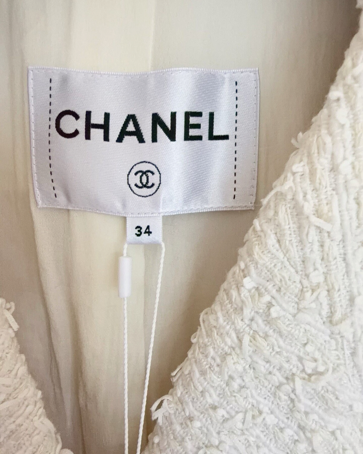 Chanel 21S Double-Breasted Tweed Jacket Beige/Ecru FR 34