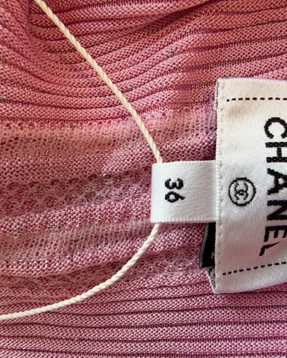 Chanel 23P Ruffled Cropped Cardigan Pink FR 36