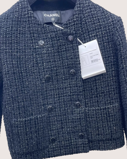 Chanel 22B Tweed Jacket Black FR 36
