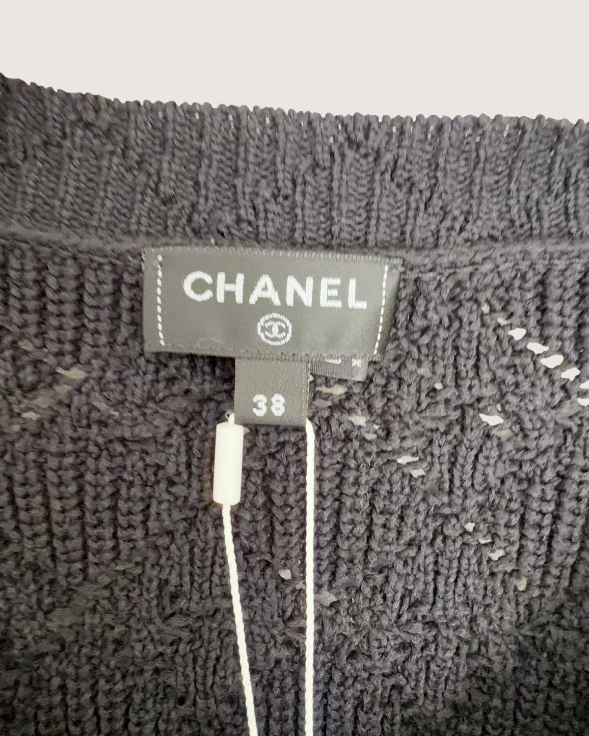 Chanel 25P Openwork Cardigan Black FR 38