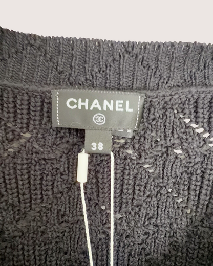Chanel 25P Openwork Cardigan Black FR 38