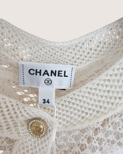 Chanel 26C Camellia Cardigan White FR 34