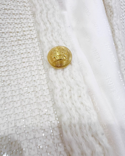 Celine Sequin Tweed Jacket White FR 34