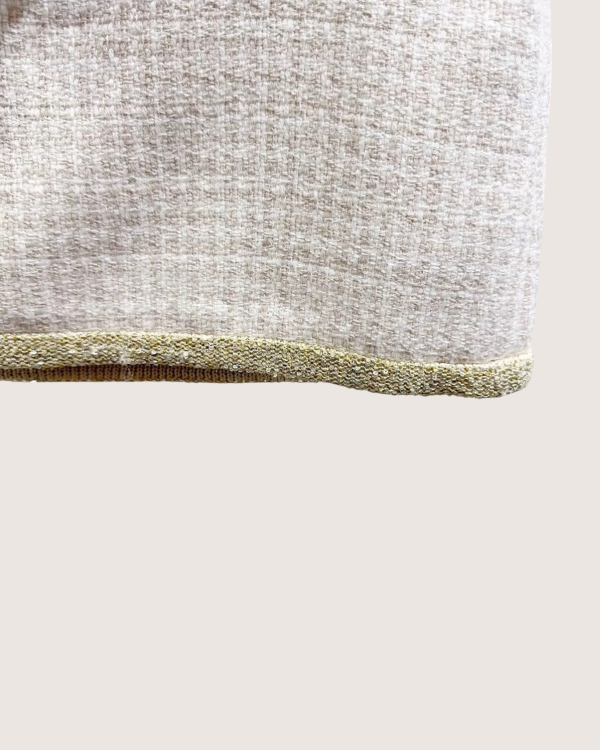 Miu Miu Tweed Logo Mini Skirt Beige/Ecru, Gold FR 36