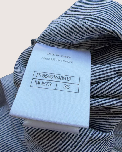 Chanel 24P Striped Wide-Leg Trousers Grey FR 36