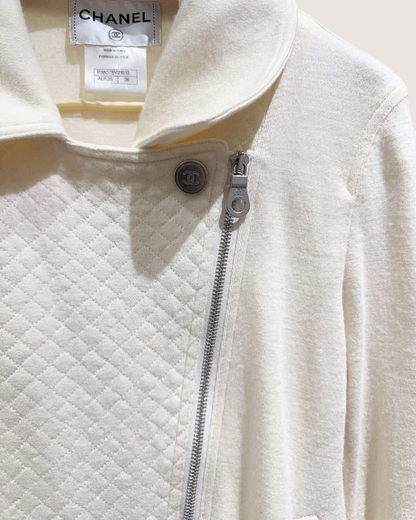 Chanel 10A CC Zip-Up Jacket Beige/Ecru FR 38