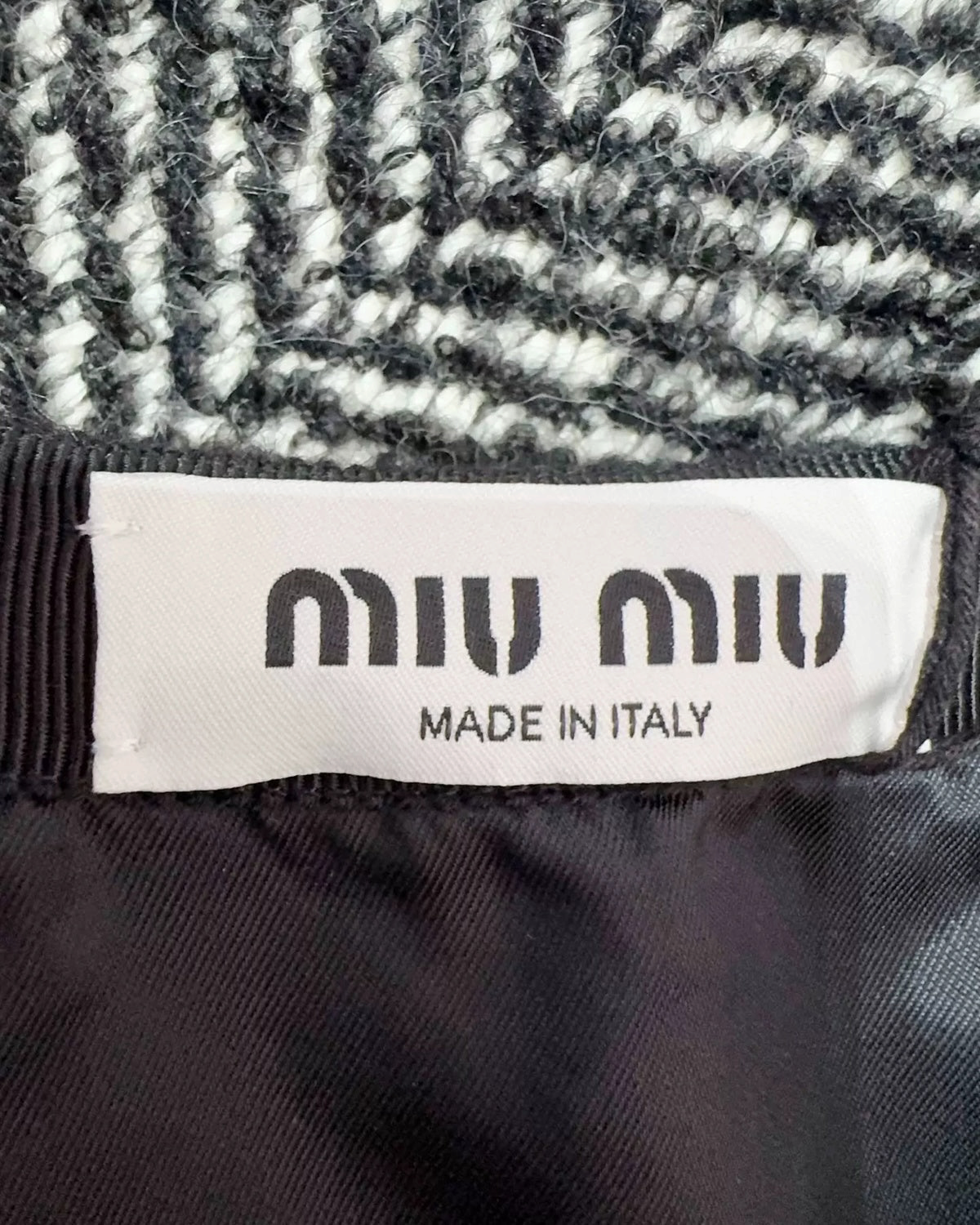 Miu Miu Herringbone Tweed Mini Skirt Black, White FR 38