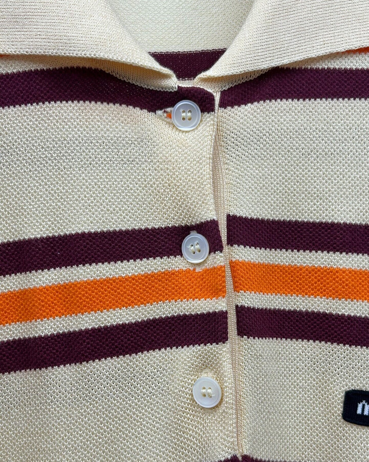 Miu Miu Striped Polo Mid-Length Dress Beige/Ecru, Burgundy, Orange FR 36