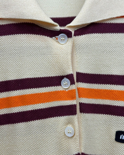 Miu Miu Striped Polo Mid-Length Dress Beige/Ecru, Burgundy, Orange FR 36