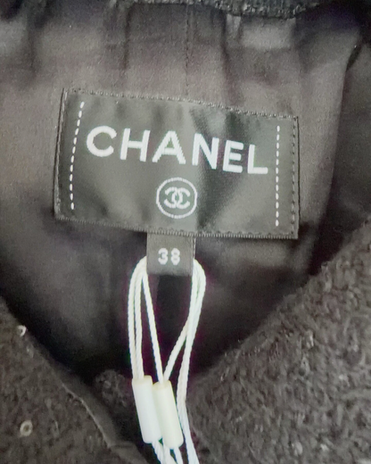 Chanel 25K Sequin Tweed Cropped Jacket Black, Silver FR 38