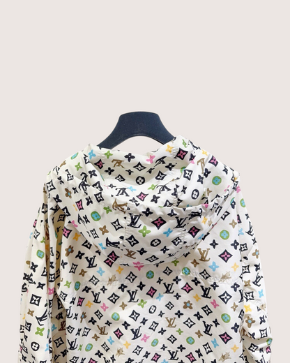 Louis Vuitton Monogram Hooded Windbreaker Jacket White, Black, Multicolor FR 46