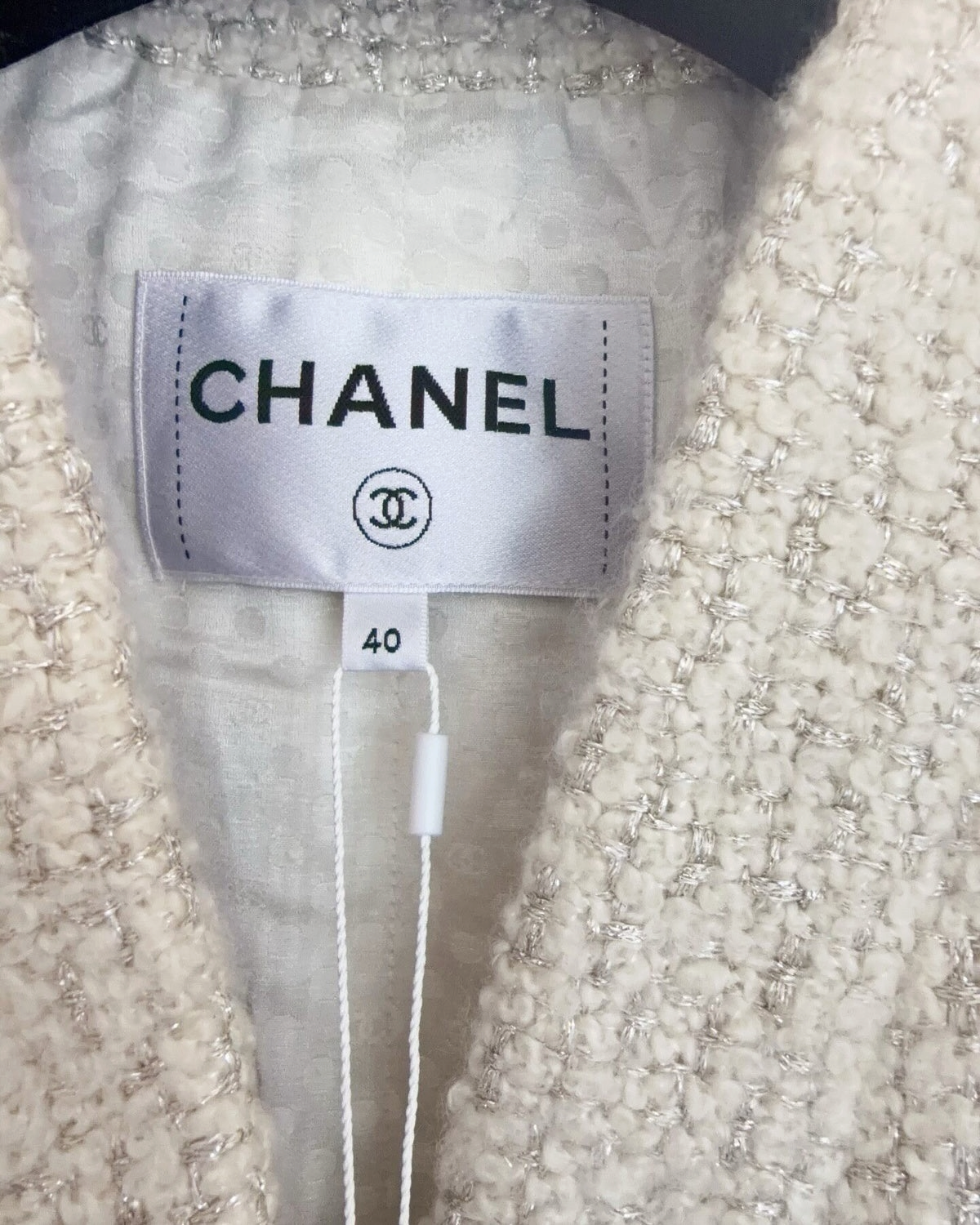 Chanel 24K Belted Tweed Jacket Beige/Ecru, Pink FR 40
