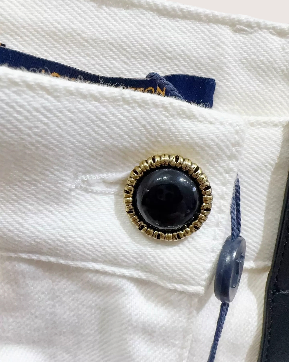 Louis Vuitton Monogram-Patch Straight Denim Jeans White FR 34