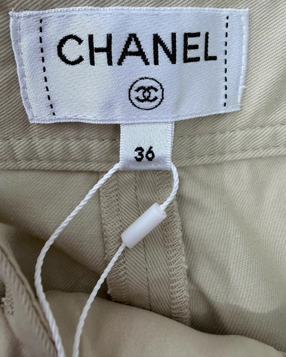 Chanel 26P Wide-Leg Trousers Beige/Ecru FR 36
