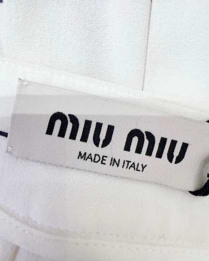 Miu Miu Striped Pleated Mini Skirt White, Navy IT 40