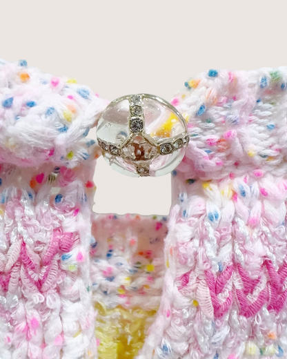 Chanel 24C Tweed Heart Sweater Pink, Yellow, Multicolor FR 38
