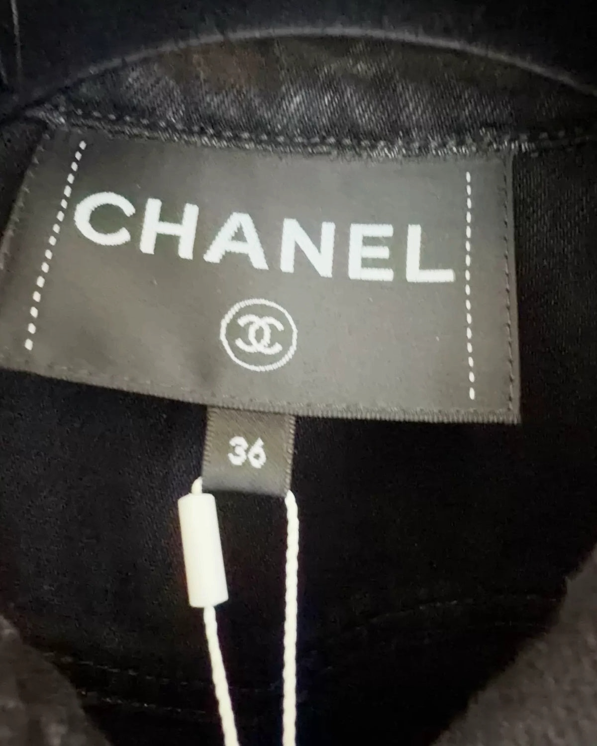 Chanel 23A Camellia Denim Jacket Black, Grey FR 36