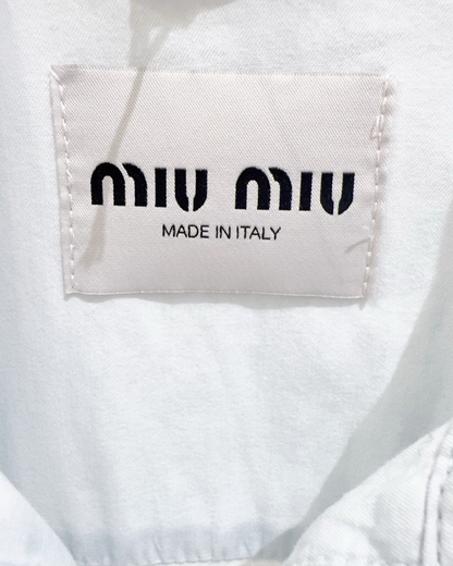 Miu Miu Logo-Patch Denim Blouson Jacket Blue IT 38