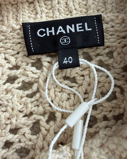 Chanel 26M Coco Beach Crochet Openwork Top Beige/Ecru, Multicolor FR 40