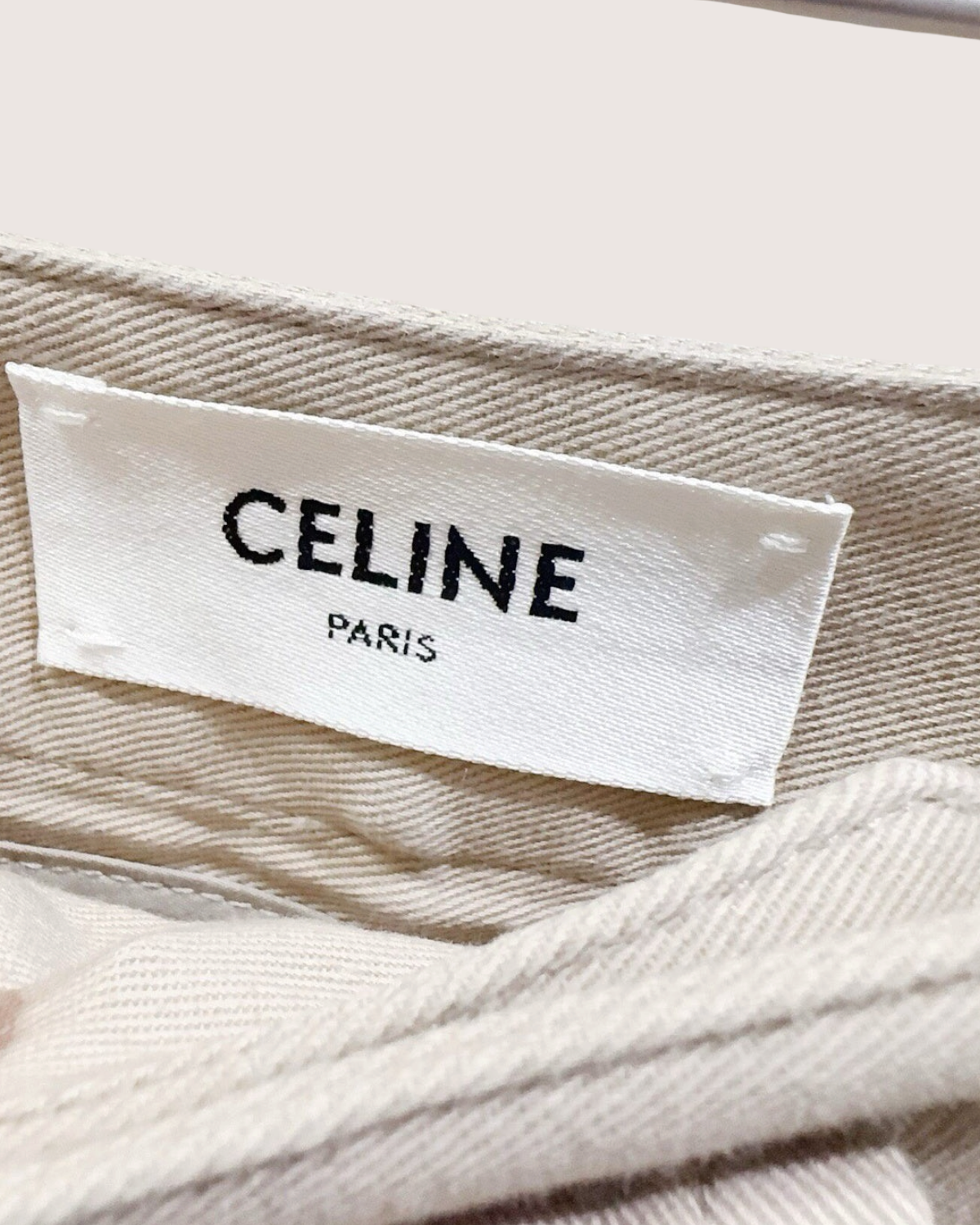 Celine Belted Wide-Leg Trousers Beige/Ecru