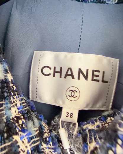 Chanel 20P Tweed Jacket Blue, Grey FR 38